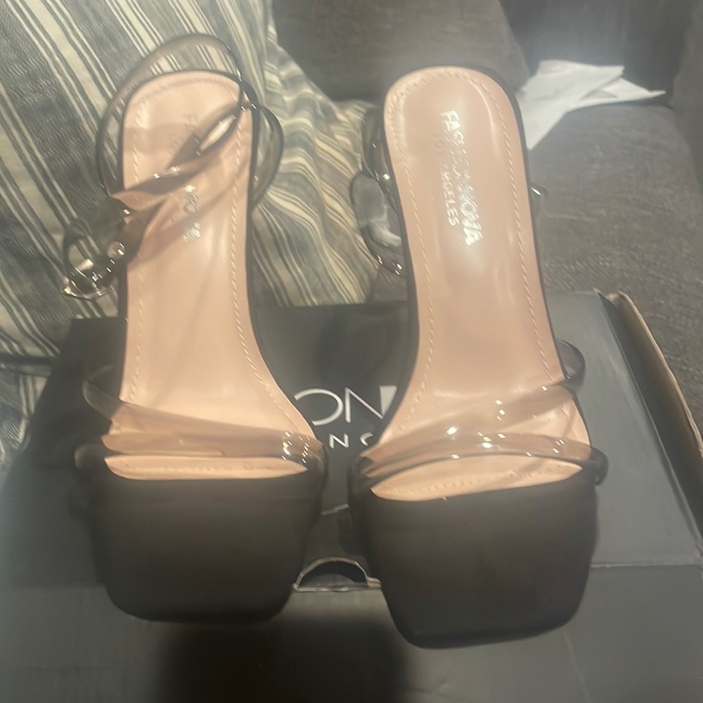 Fashion Nova # 8US # clear black shoes